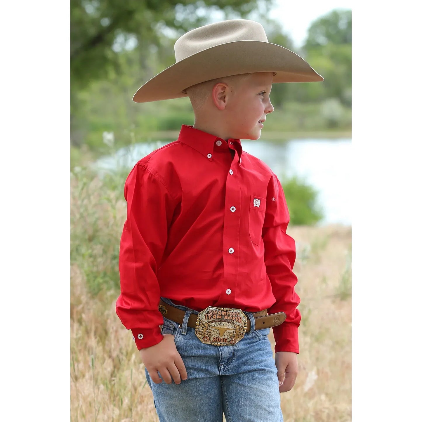 Cinch Youth Red Button - Down Western Shirt - Billy Goats Country Outfitters