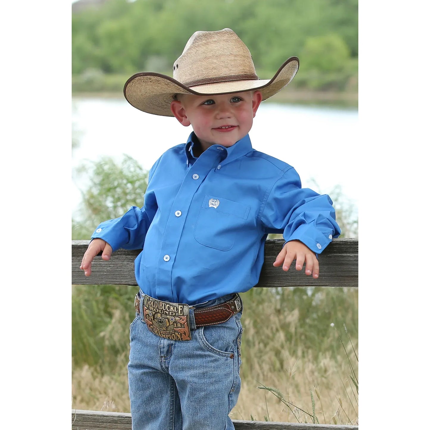 Cinch Youth Blue Button - Down Western Shirt - Billy Goats Country Outfitters