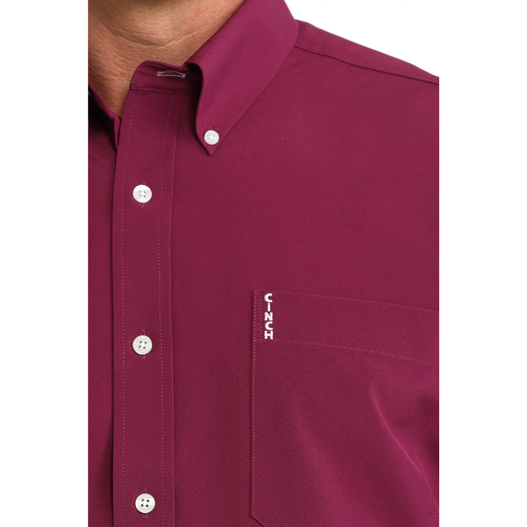 Men's Solid Modern Fit Button-Down Western Shirt - Purple