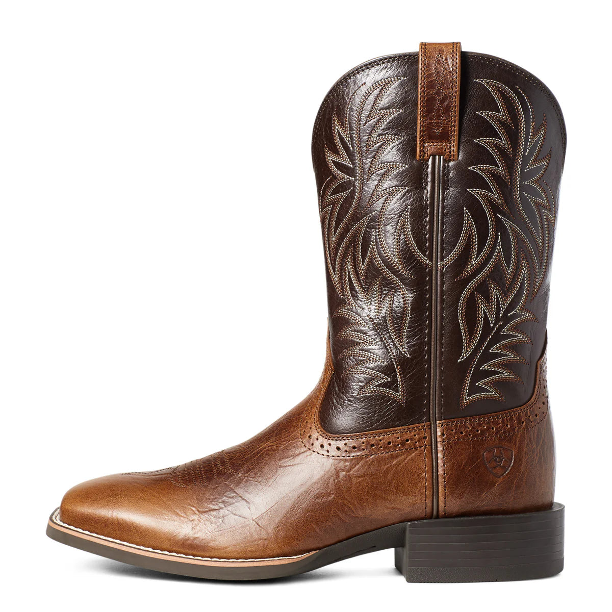 Ariat Mens Sport Western Wide Square Toe Peanut Butter/Chaga Brown