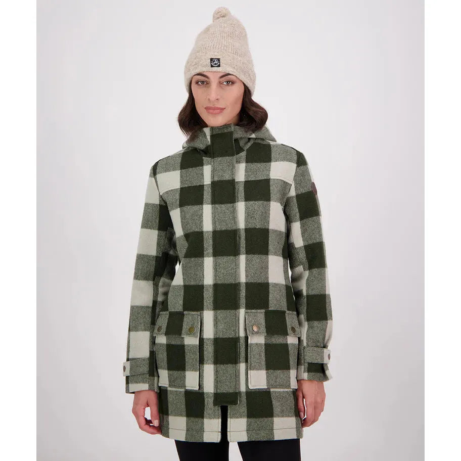 Swanndri Women's Annmore Merino Wool Overcoat Limestone Check