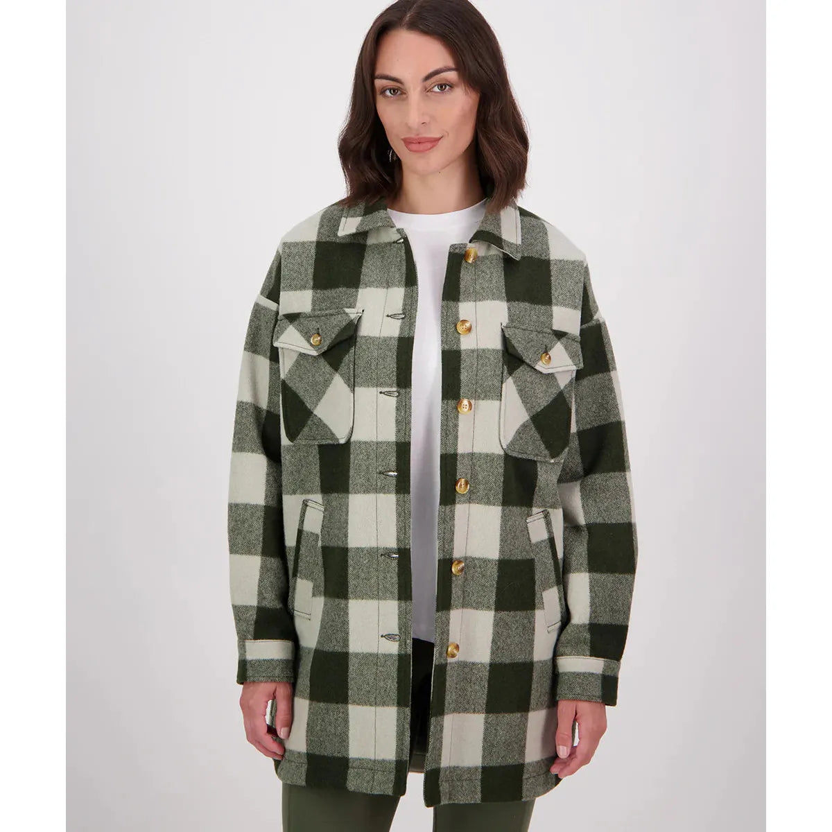 Swanndri Women's Anchorage Longline Jacket Limestone Check