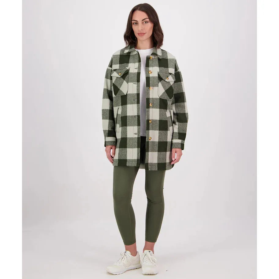 Swanndri Women's Anchorage Longline Jacket Limestone Check