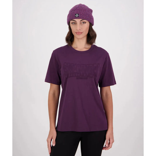 Swanndri Women's Varsity Embroided T-Shirt Dark Plum