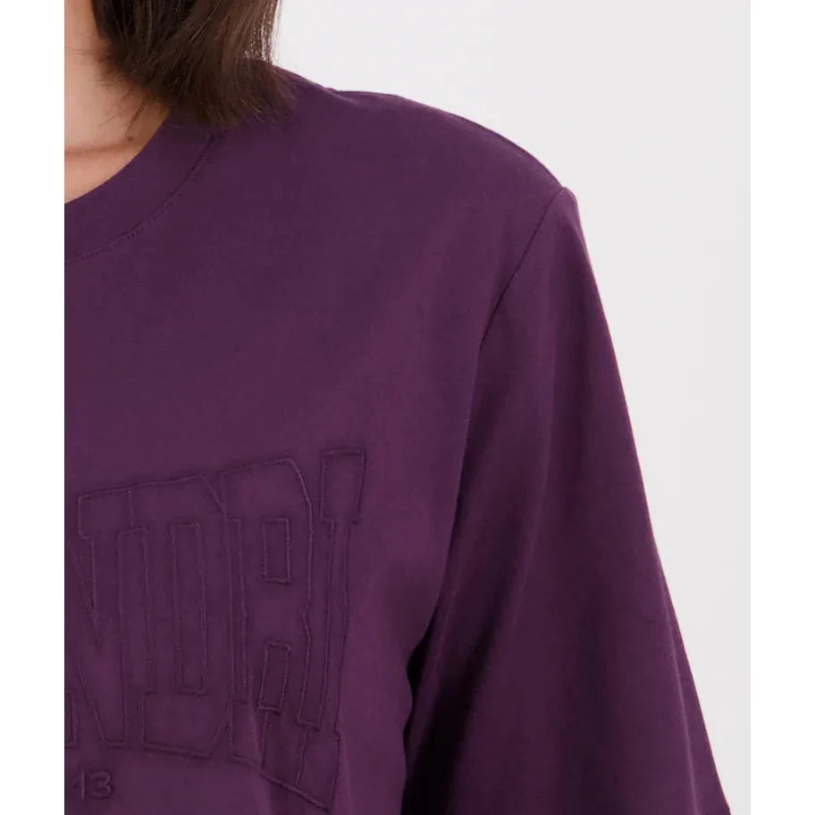Swanndri Women's Varsity Embroided T-Shirt Dark Plum