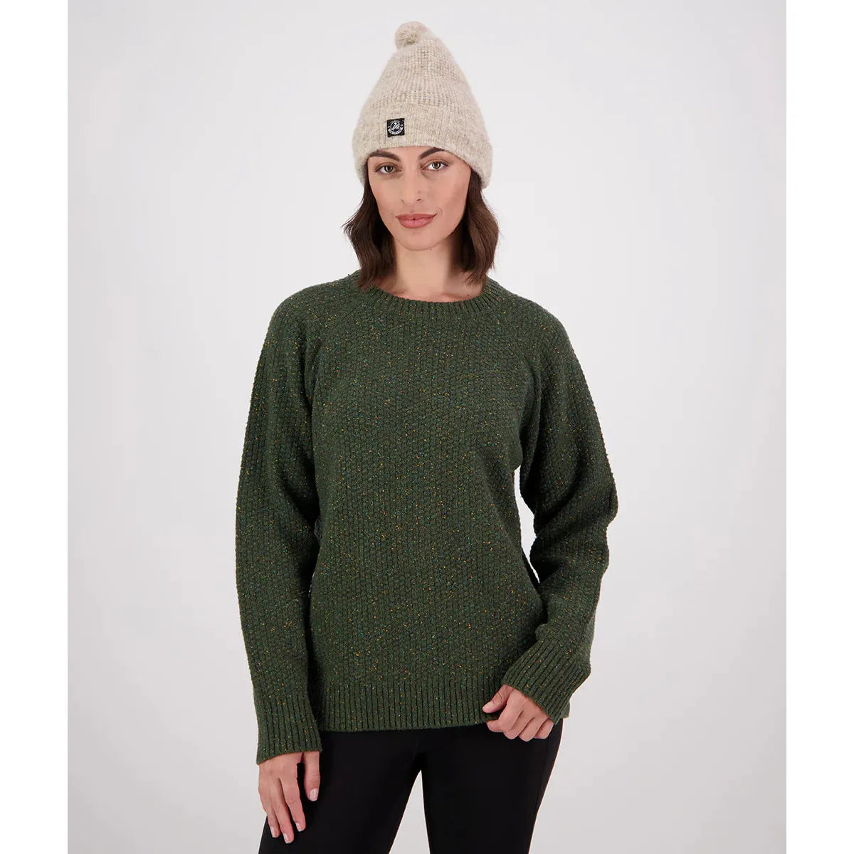 Swanndri Women's Lyttelton Waffle Crew Dark Olive