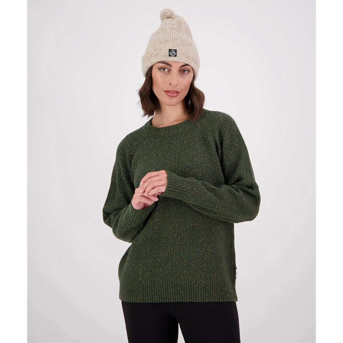 Swanndri Women's Lyttelton Waffle Crew Dark Olive