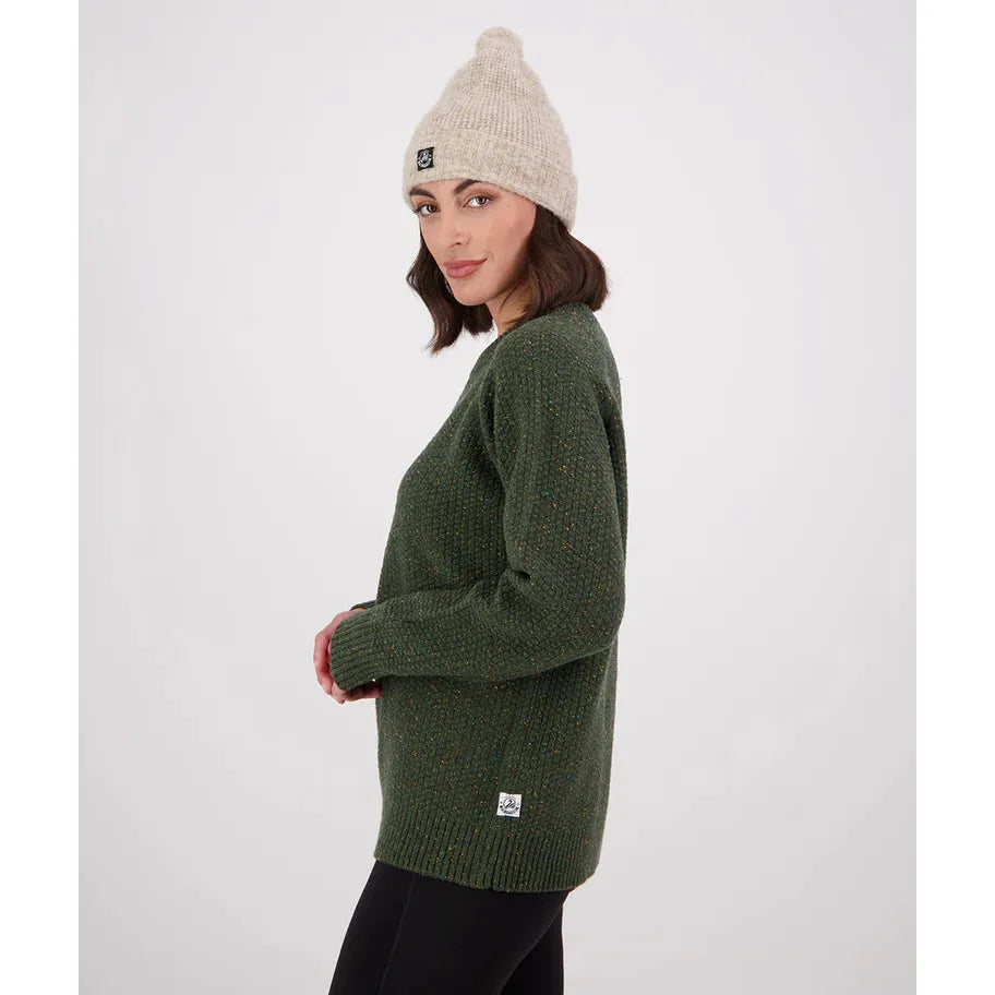 Swanndri Women's Lyttelton Waffle Crew Dark Olive