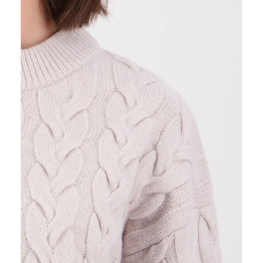 Swanndri Women's Kinsley Cable Knit Crew Pumice