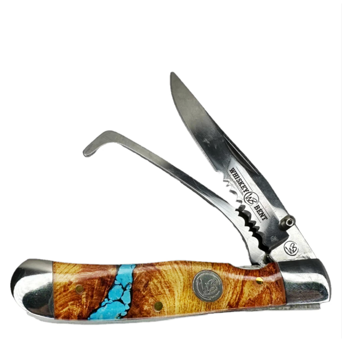 Whiskey Bent Trapper Pocket Knife / Hoofpick- Turquoise River