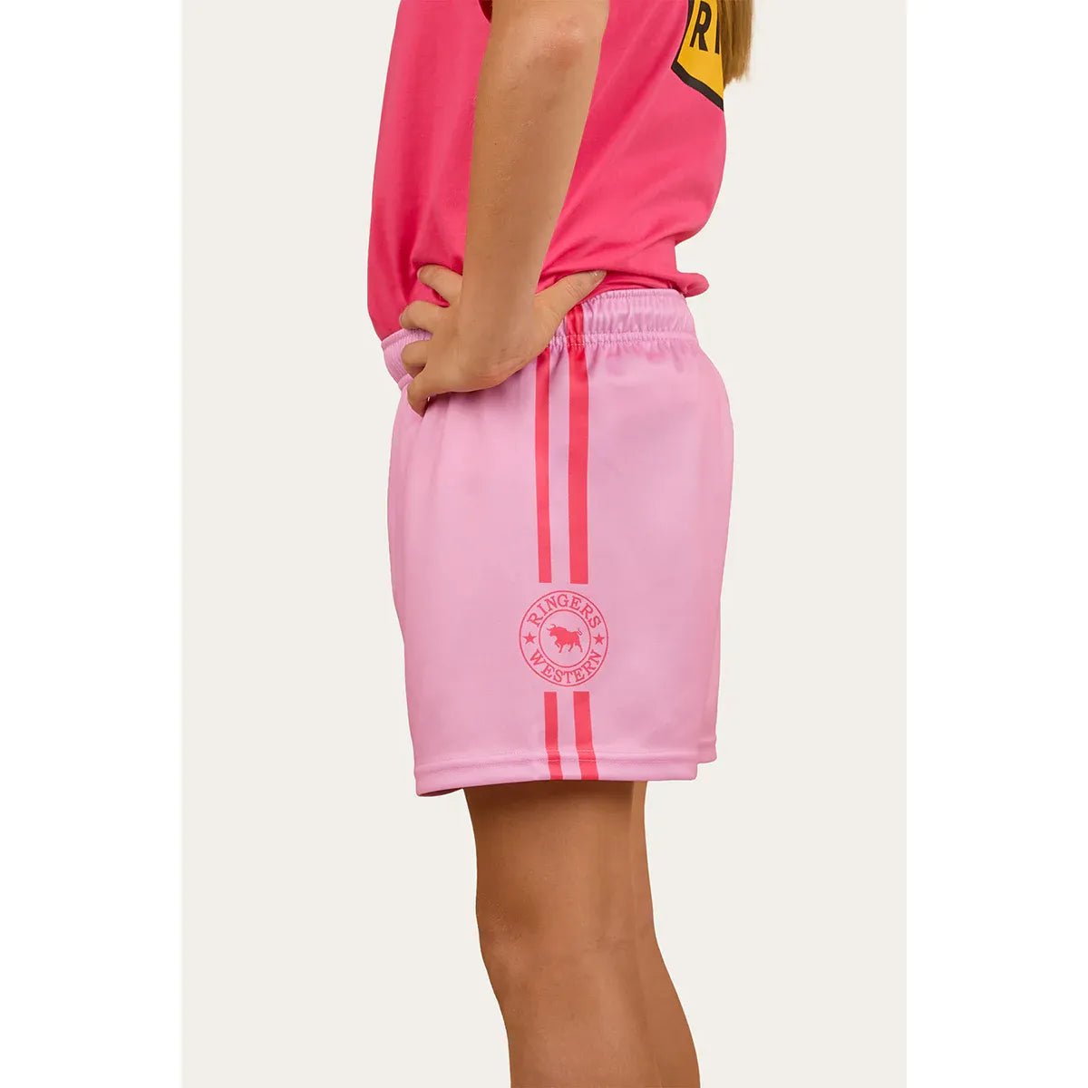 Ringers Western Kids Footy Shorts - Pastel Pink - Billy Goats Country Outfitters