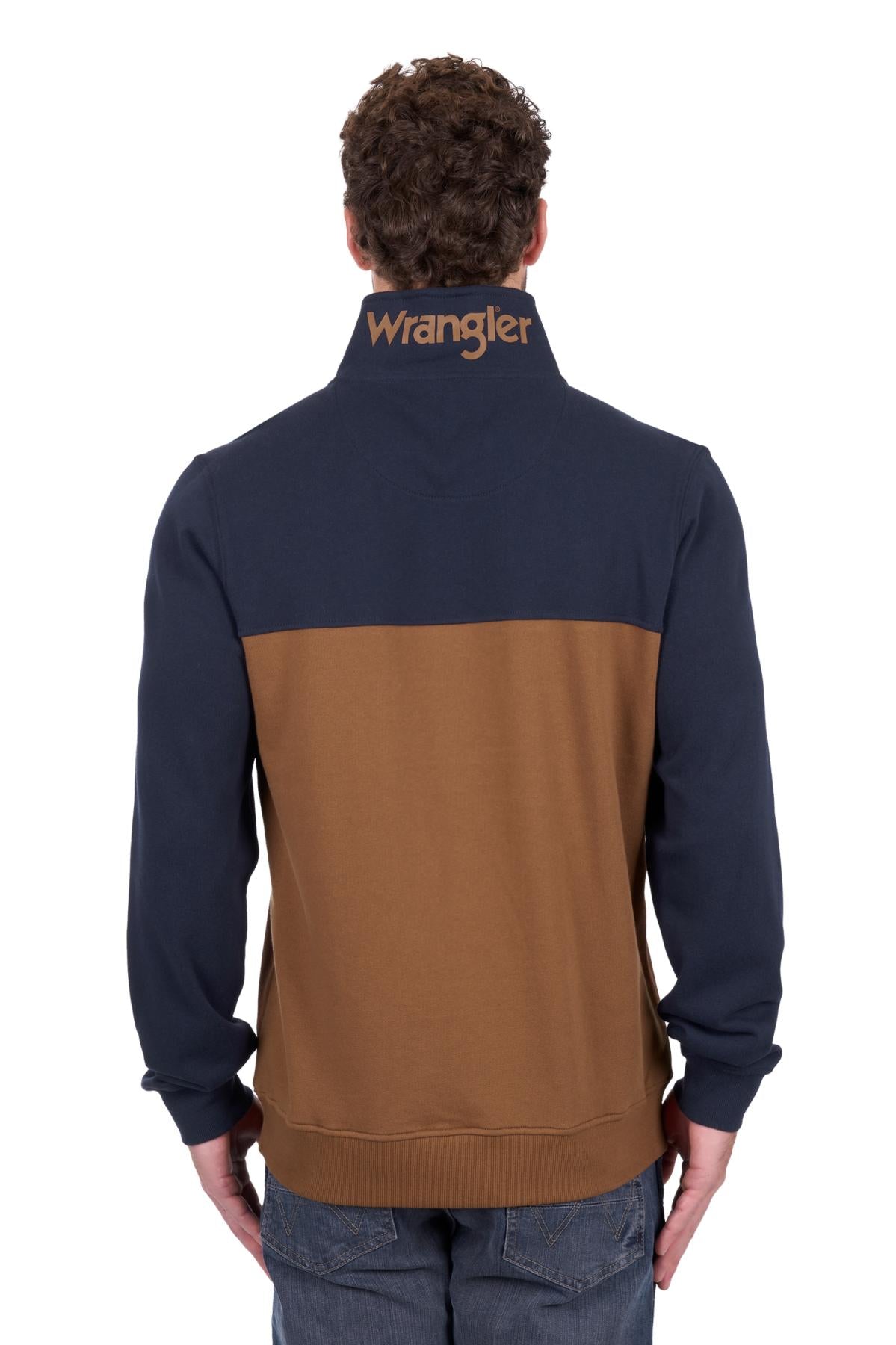 Wrangler Men's Steve 1/4 Zip Pullover - Navy/Tan
