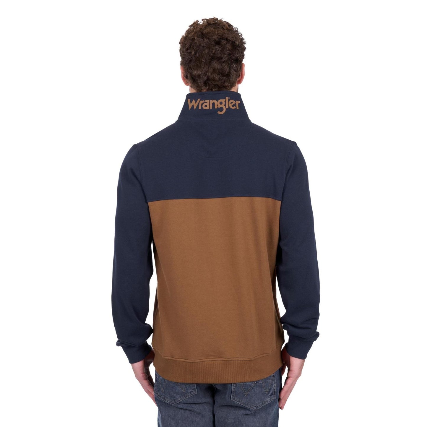 Wrangler Men's Steve 1/4 Zip Pullover - Navy/Tan - Billy Goats Country Outfitters