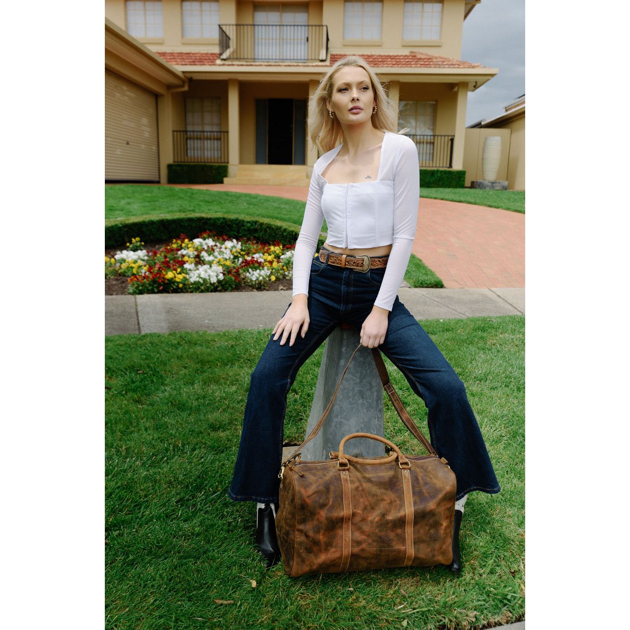 Antique Leather Travel Bag - Billy Goats Country Outfitters