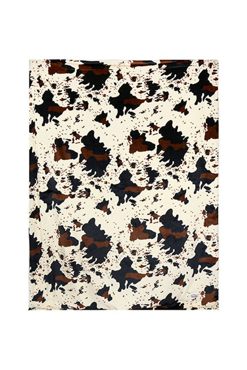 Pure Western Cow Print Snuggle Blanket – Plush Sherpa Fleece Throw