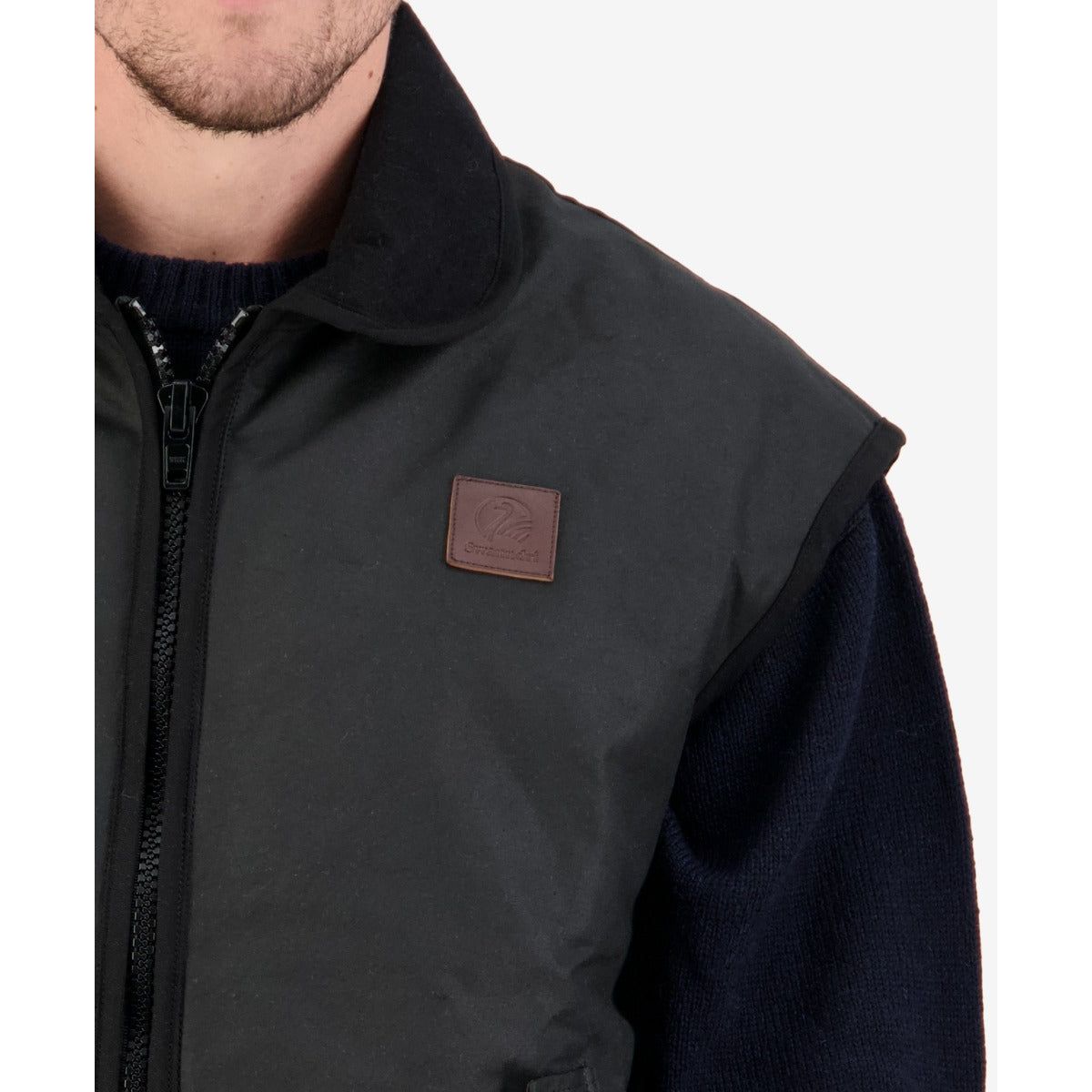 Swanndri Men's Foxton Oilskin Vest with Wool Lining Blue/Black Check - Billy Goats Country Outfitters