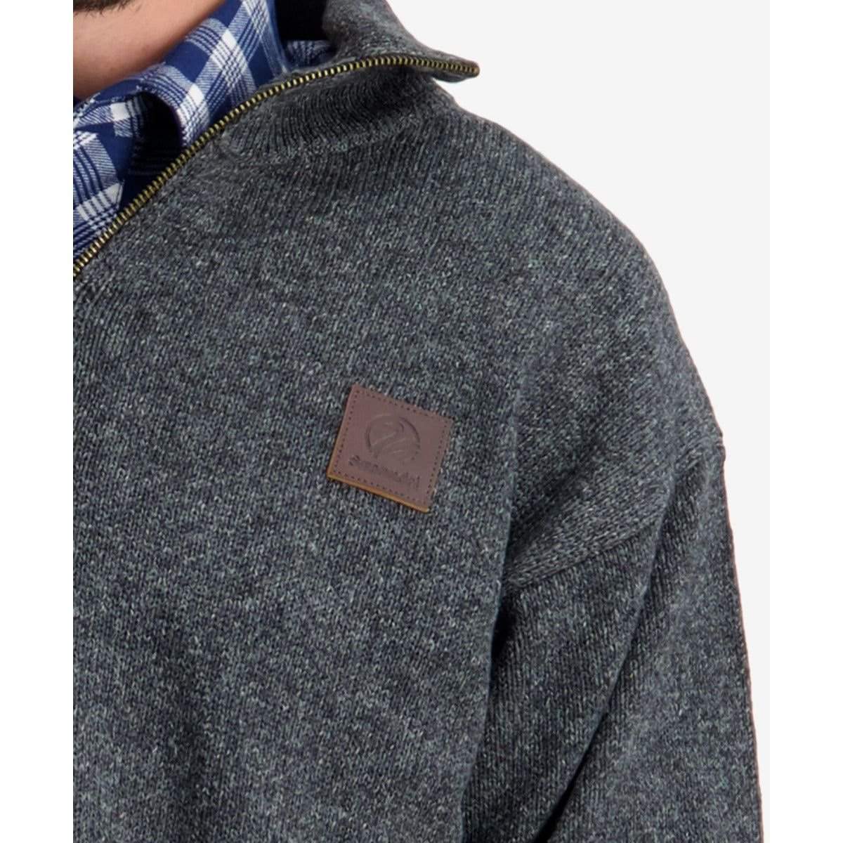 Swanndri Men's Mariner Wool Zip Neck Sweater Charcoal Marle - Billy Goats Country Outfitters