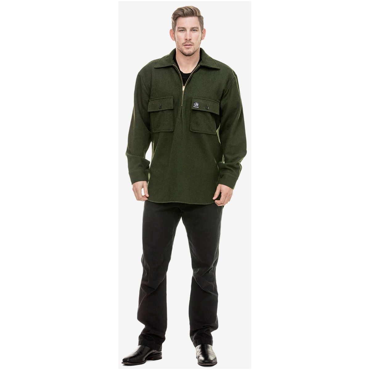 Swanndri Men's Ranger Wool Zip Front Bushshirt – Olive - Billy Goats Country Outfitters