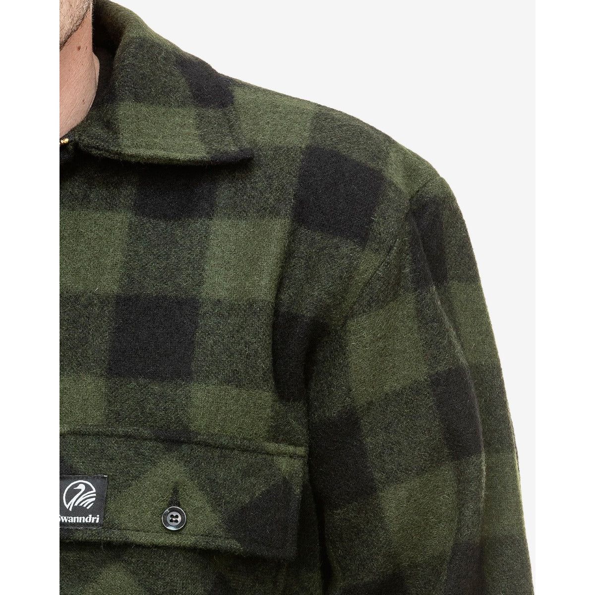 Swanndri Men's Ranger Wool Zip Front Bushshirt Olive/Black Check - Billy Goats Country Outfitters