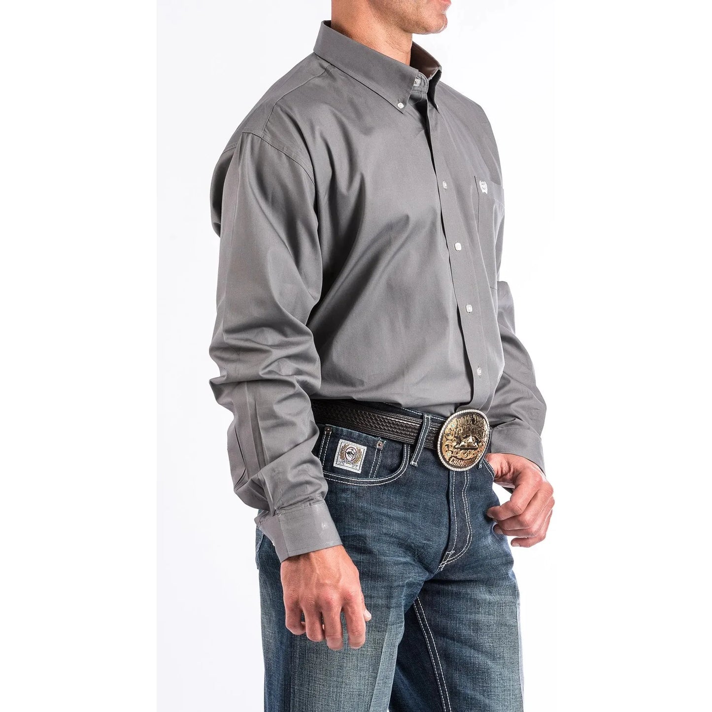 Cinch Men's Solid Grey Button-Down Western Shirt