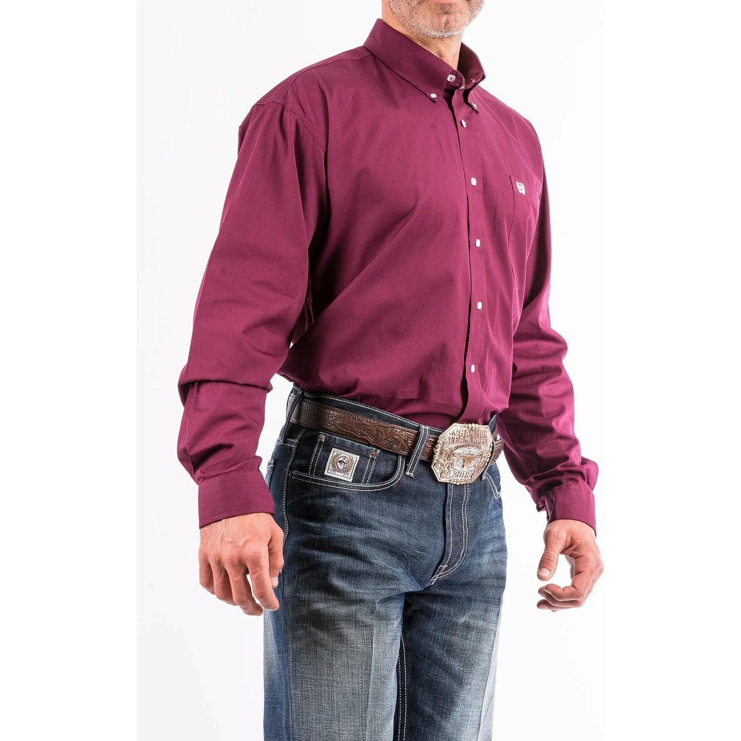 Cinch Men's Solid Burgundy Button-Down Western Shirt