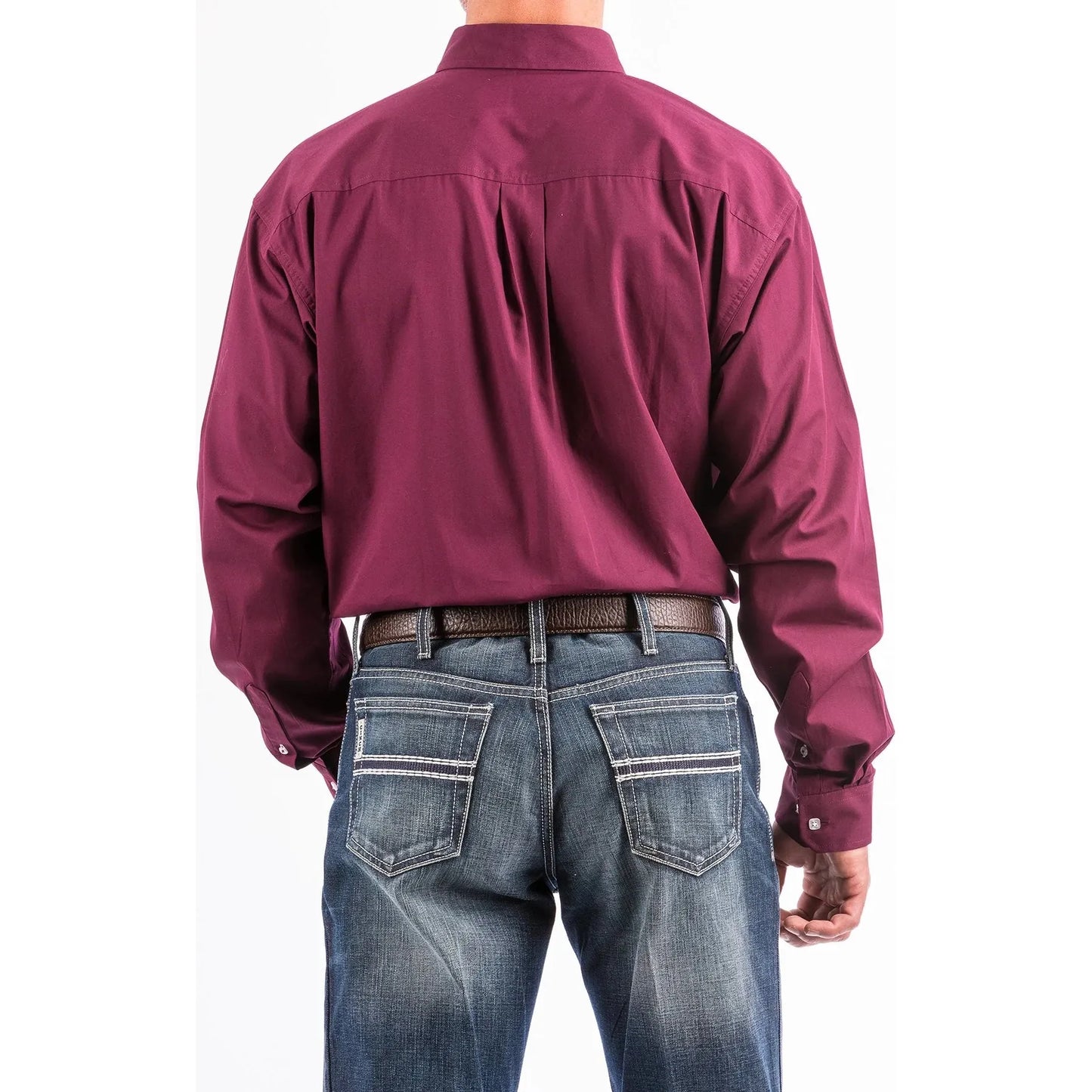 Cinch Men's Solid Burgundy Button-Down Western Shirt
