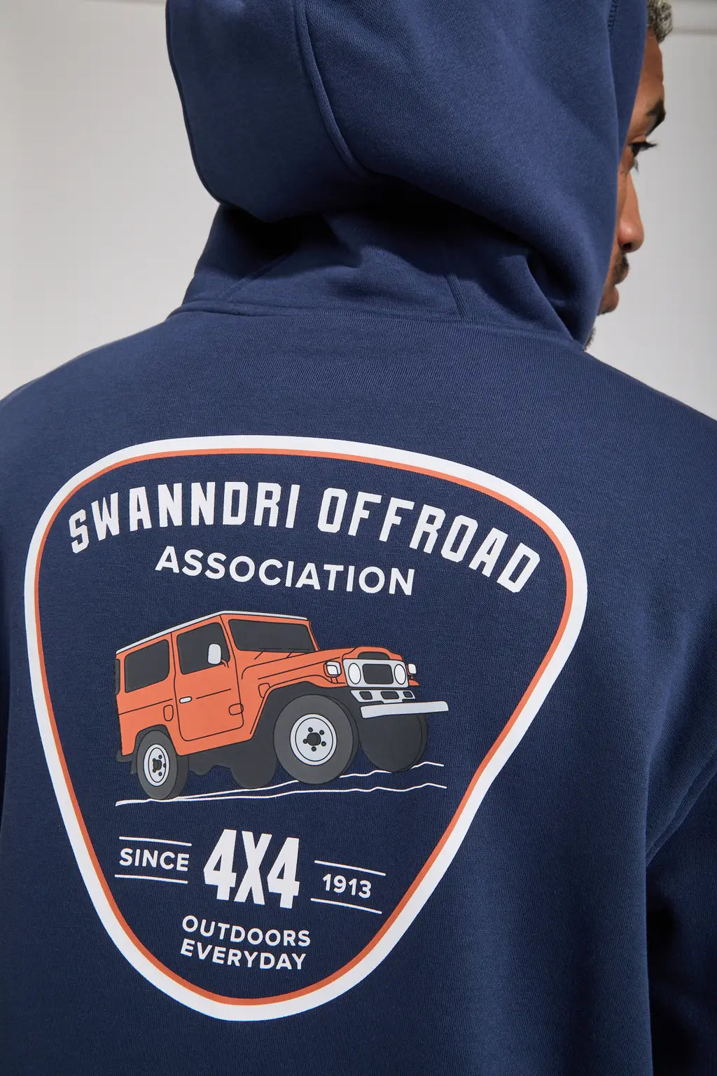 Swanndri Men's Off Road Printed Hoodie Navy