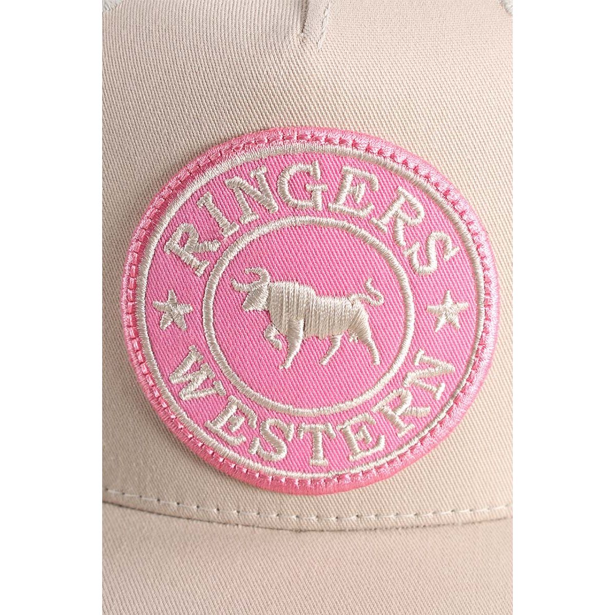 Signature Bull Trucker Cap - Pink/Bone - Billy Goats Country Outfitters