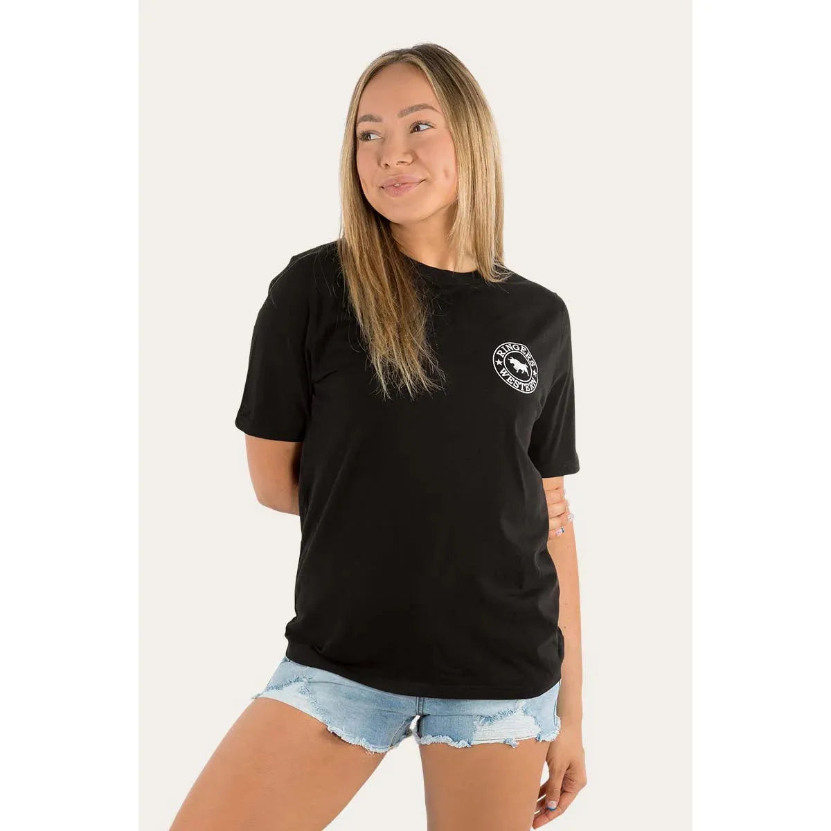 Signature Bull Womens Classic Fitted T-Shirt - Black / White