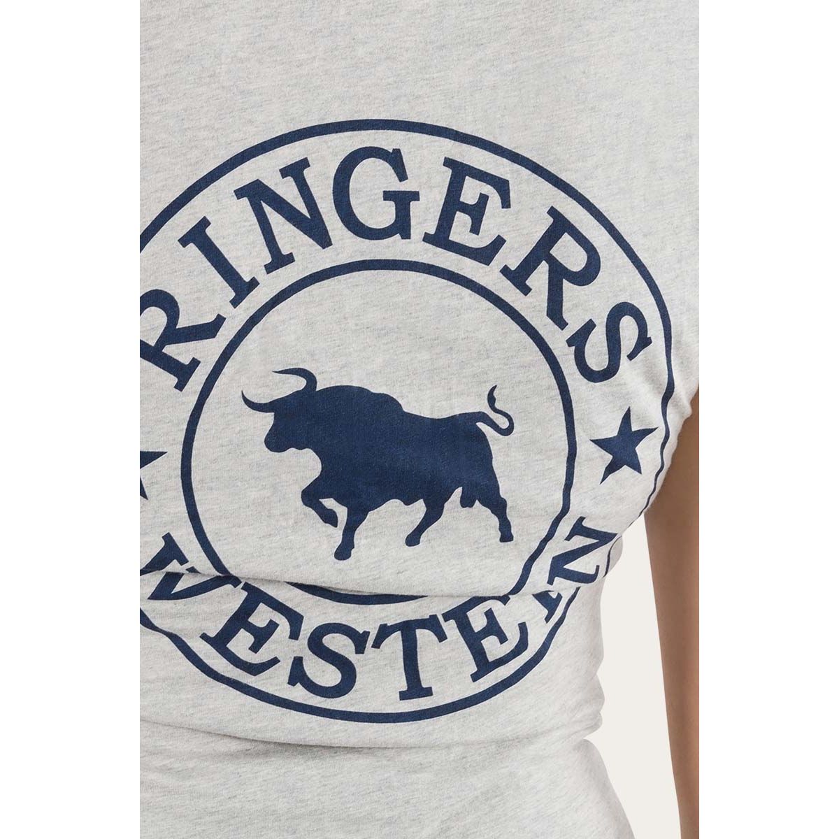 Signature Bull Womens Classic Fit T-Shirt - Grey Marle/Navy