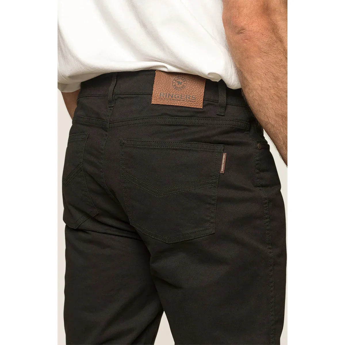Ringers Western Avondale Mens 5 Pocket Stretch Drill Jeans Black