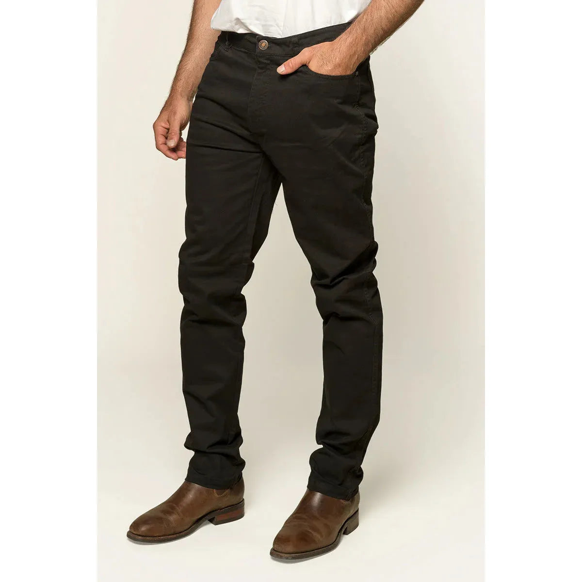 Ringers Western Avondale Mens 5 Pocket Stretch Drill Jeans Black