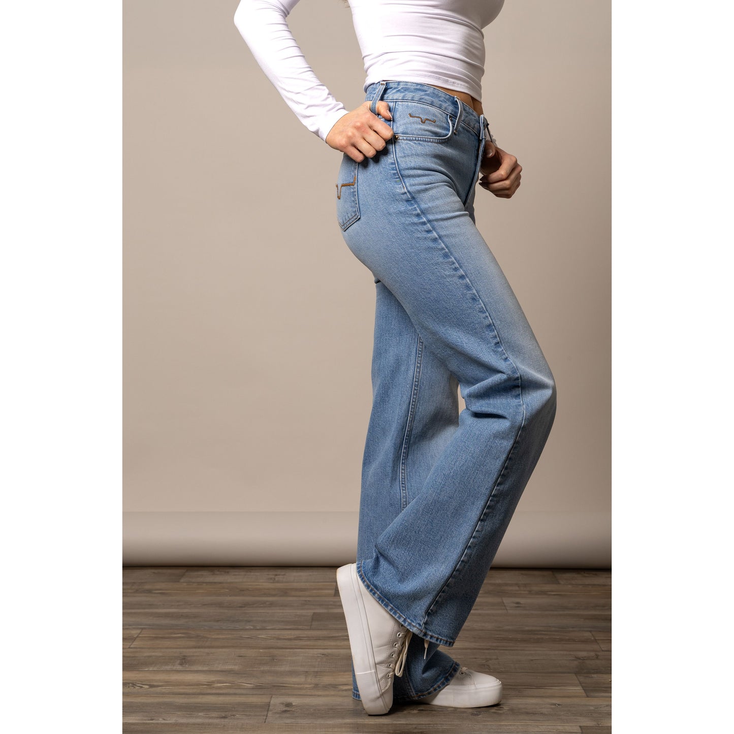 Kimes Ranch Zoey Ultra High Rise Wide Flare Jeans - Light Wash