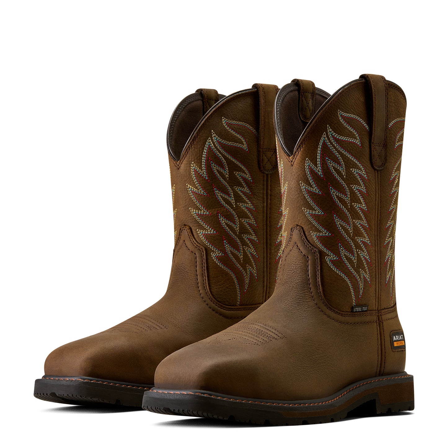 Ariat Men's Groundbreaker Wide Square Toe Steel Toe Work Boots - Dark Brown