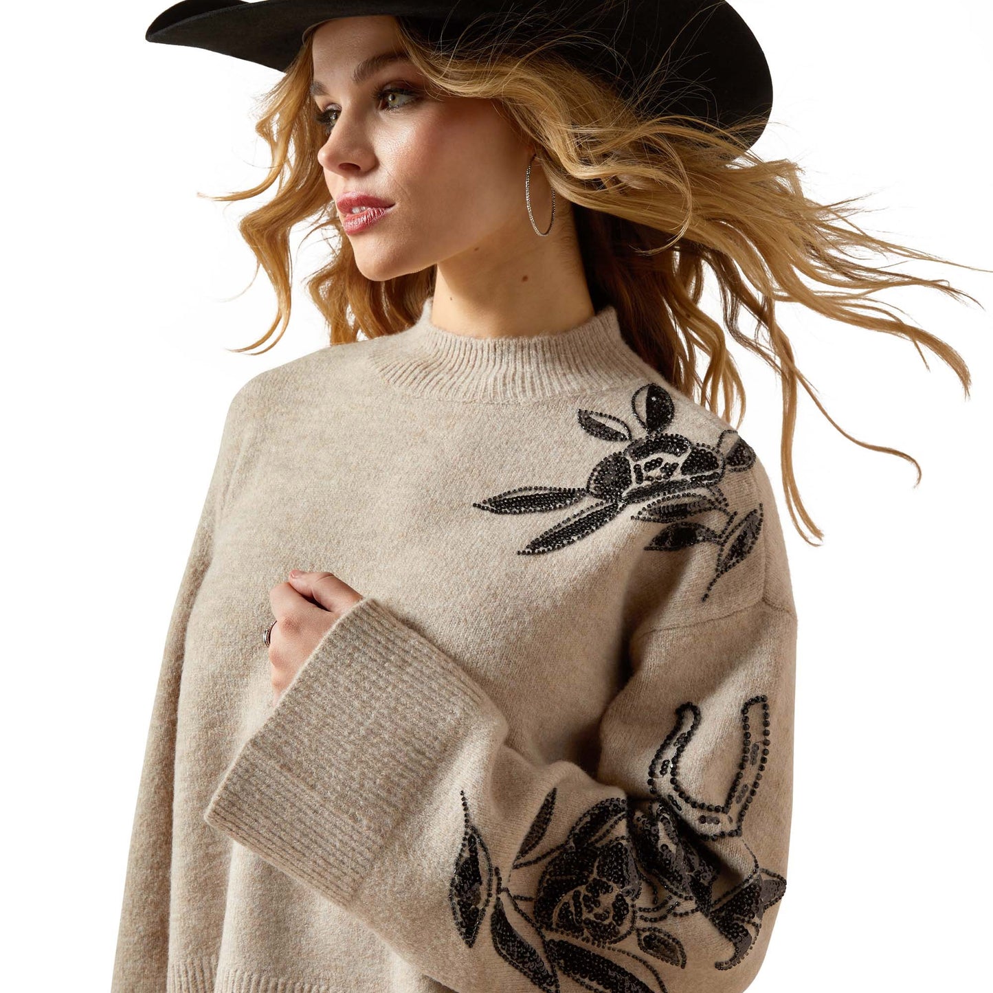 Ariat Women's All In Embellished Sweater - Oatmeal Heather