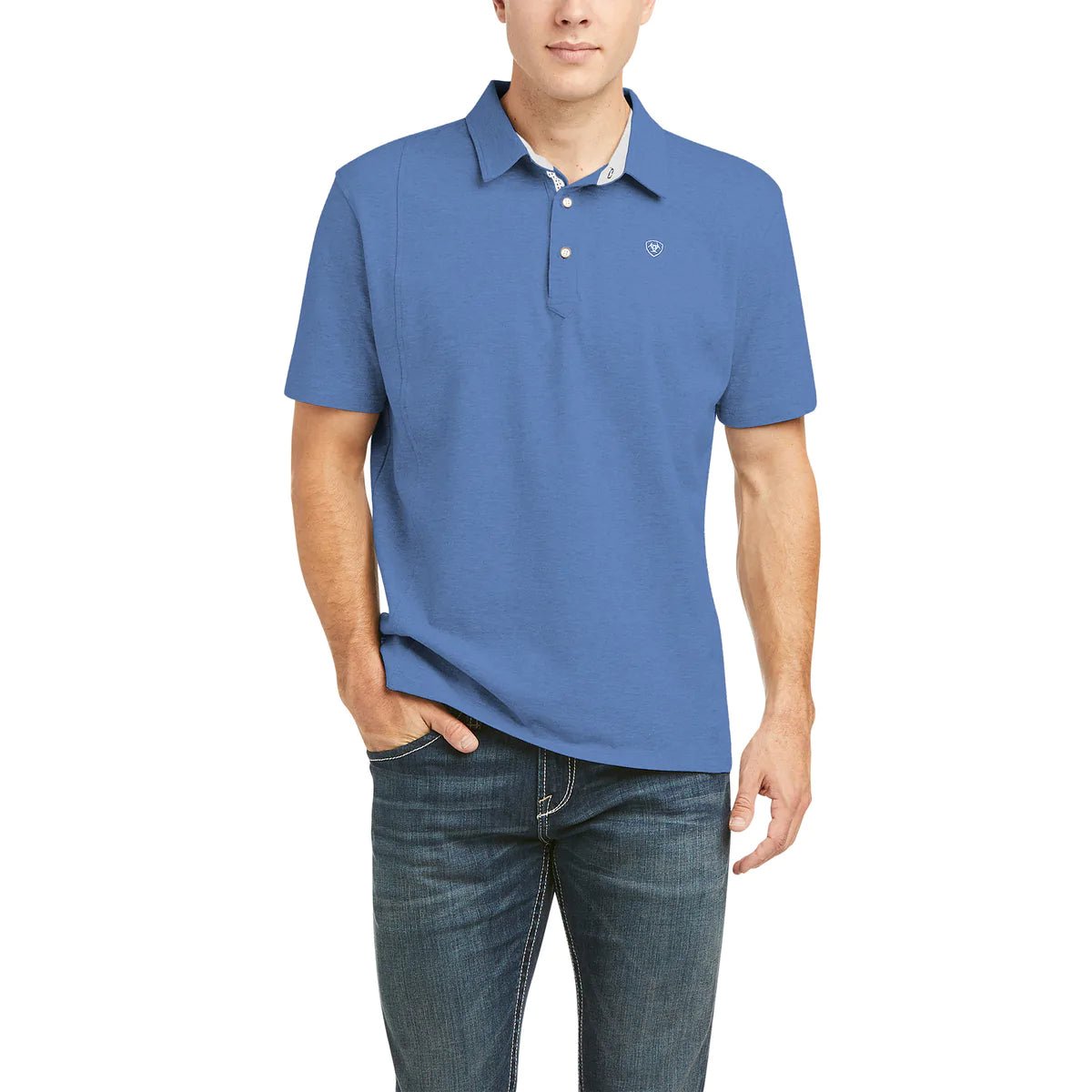 Ariat Men's Medal Polo Light Blue - Billy Goats Country Outfitters