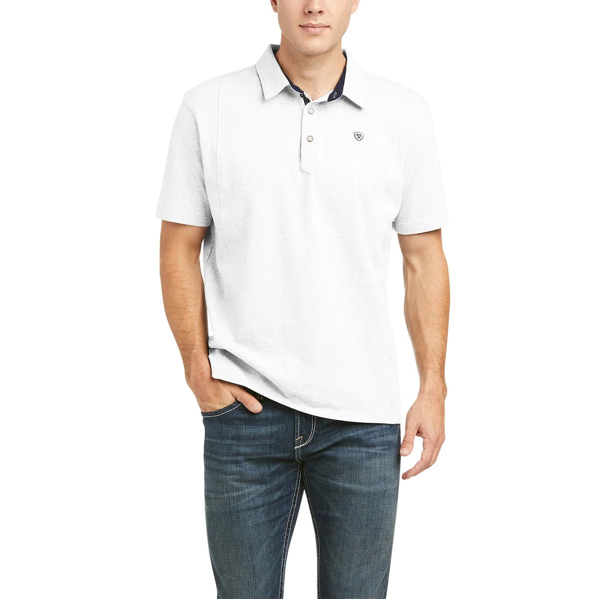 Ariat Men's Medal Polo White - Billy Goats Country Outfitters