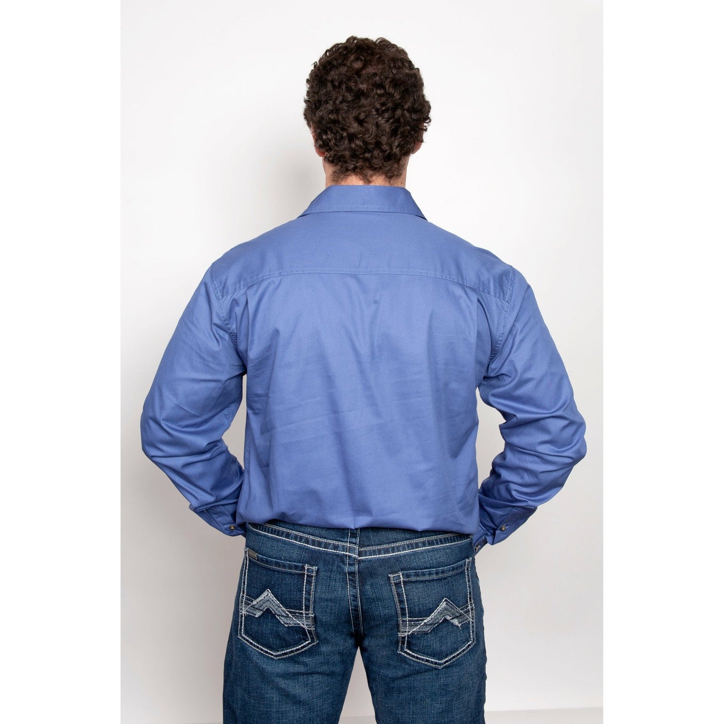 Just Country Men’s Cameron 1/2 Button Work Shirt – Blue - Billy Goats Country Outfitters
