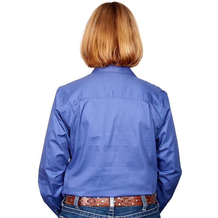 Just Country Women’s Jahna 1/2 Button Work Shirt - Blue - Billy Goats Country Outfitters
