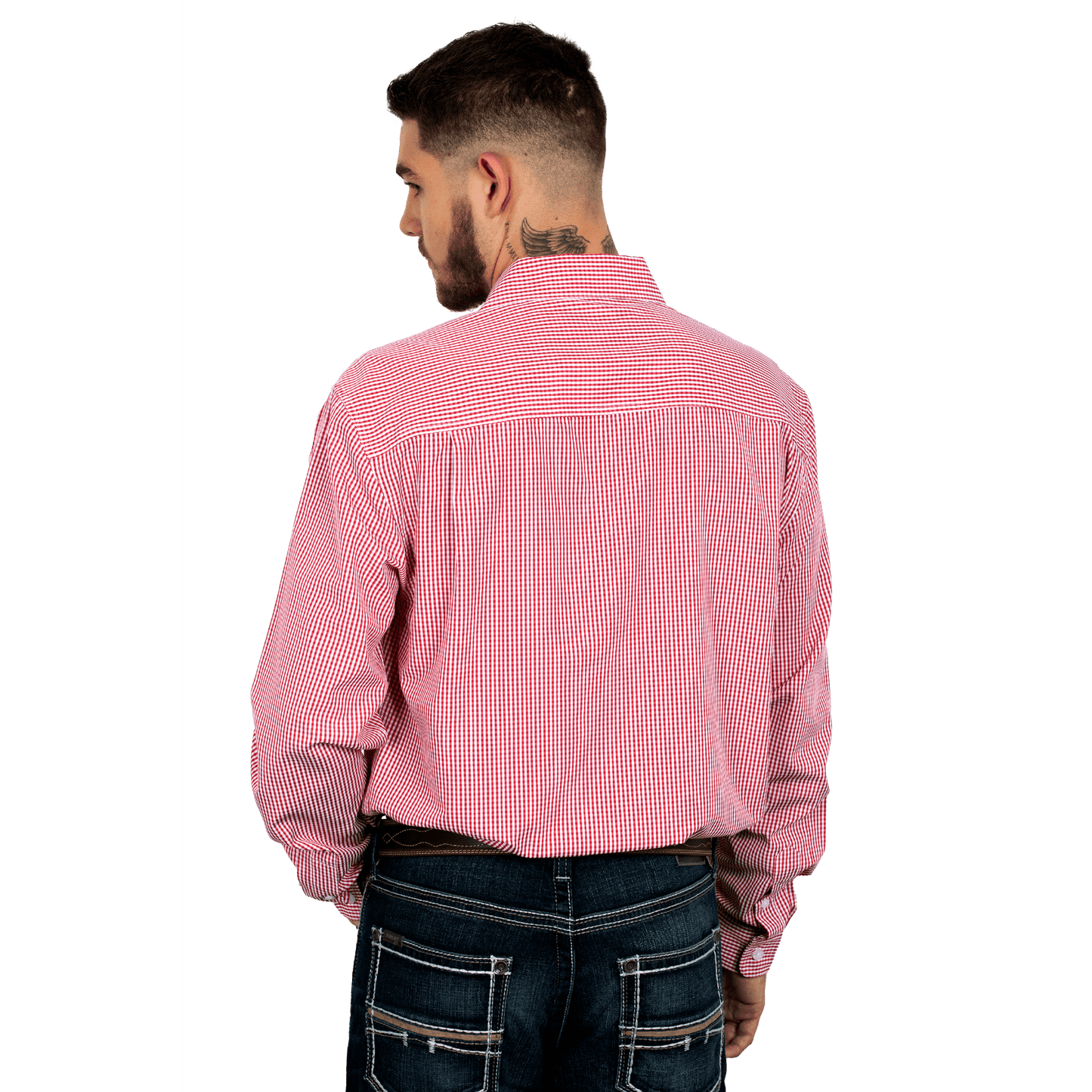 Just Country Men's Austin Full Button Print Workshirt Chilli/White Mini Check - Billy Goats Country Outfitters