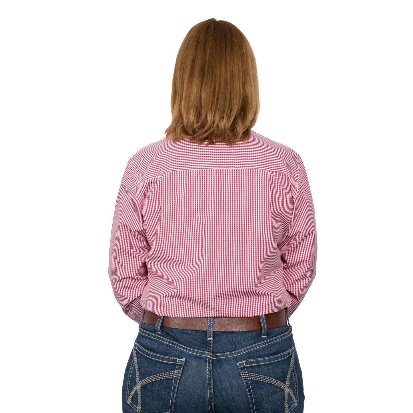 Just Country Women’s Abbey Full Button Work Shirt - Chilli/White Mini Check - Billy Goats Country Outfitters