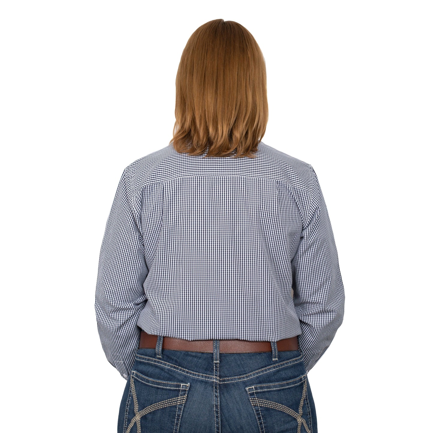 Just Country Women's Abbey Full Button Print Workshirt Navy/White Mini Check