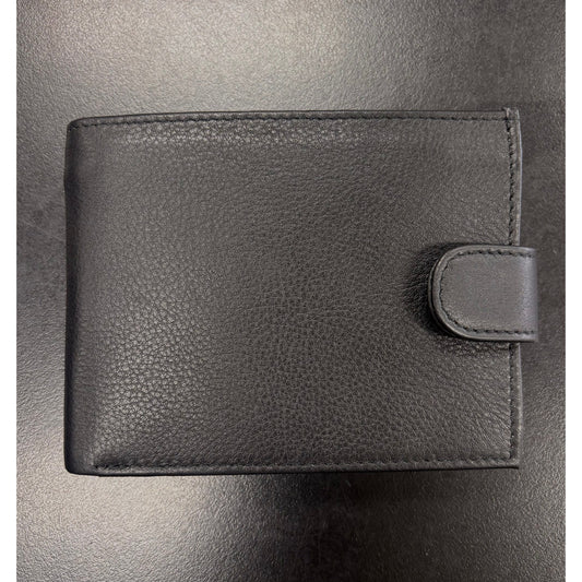 Men's Leather Wallet with Snap Closure Black
