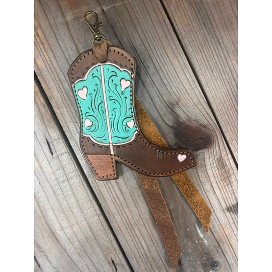 Riverstone Leather Creations Handcrafted Large Boot Keychain Brown