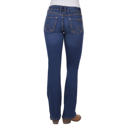 Wrangler Women’s Mid Rise Boot Cut Riding Jeans - Mae Dark Blue