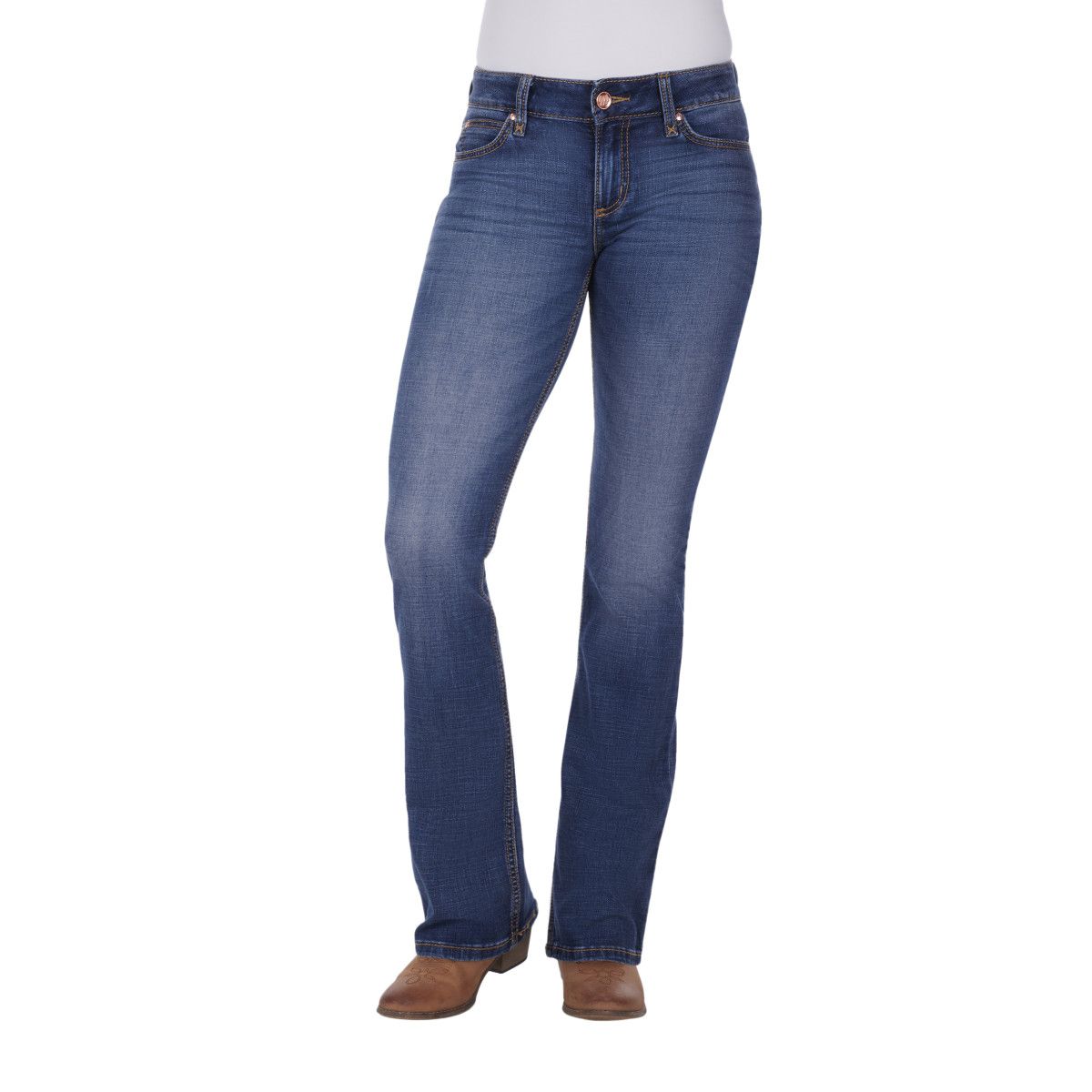 Wrangler Women’s Mid Rise Boot Cut Riding Jeans - Mae Indigo