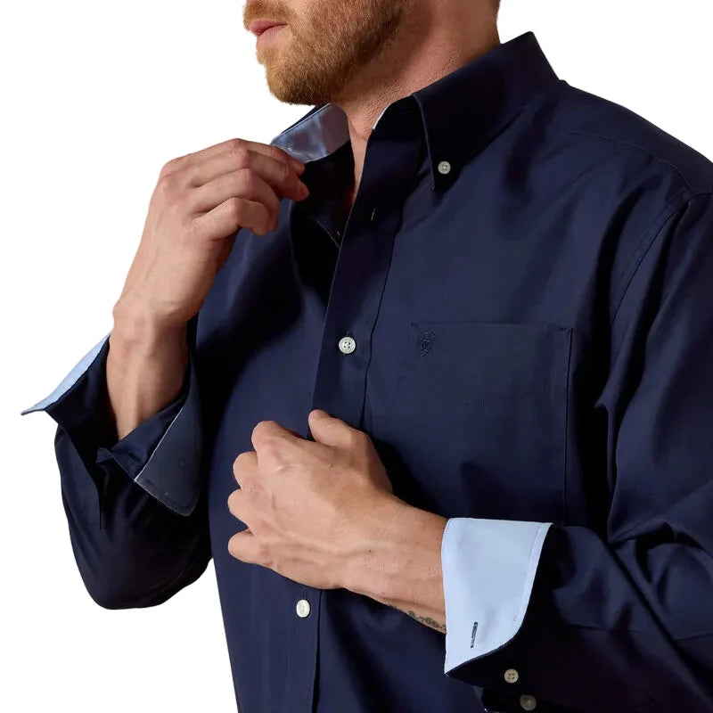 Ariat Men's Wrinkle Free Solid Shirt - Navy Blue