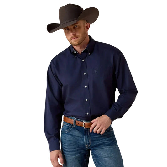 Ariat Men's Wrinkle Free Solid Shirt - Navy Blue