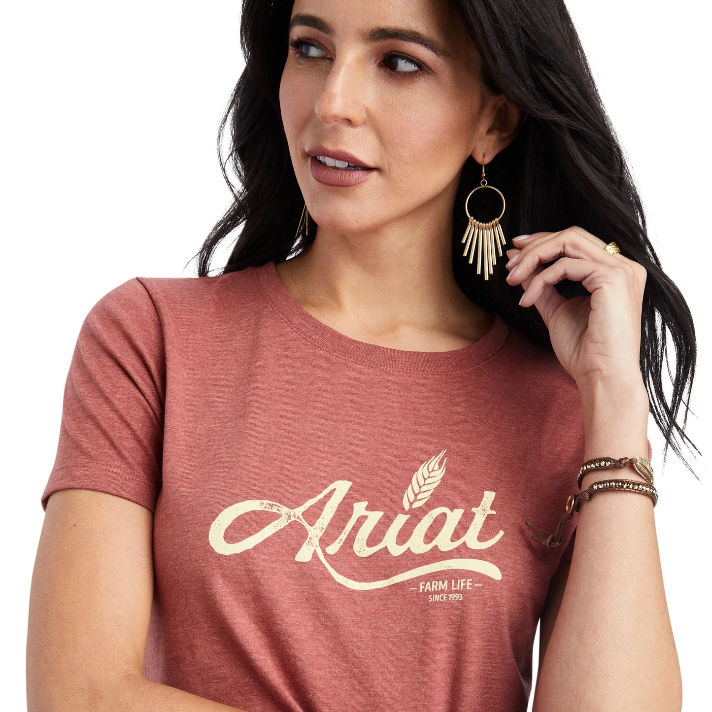 Ariat Women's Wheat Script Tee Red Clay Heather