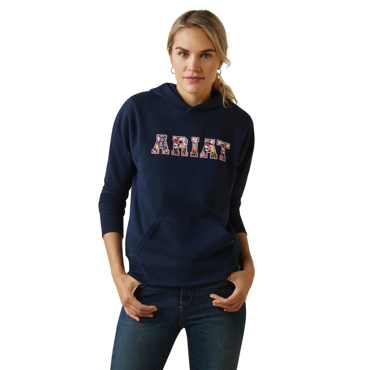 Ariat Women's 3D Logo 2.0 Hoodie Navy/Red